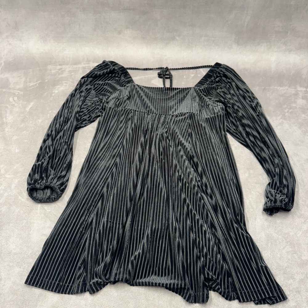 Black Velvet square neck Long Sleeve dress womens size XL